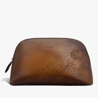 Pochette Toujours Soft Pouch En Cuir Scritto Swipe, CACAO INTENSO, hi-res
