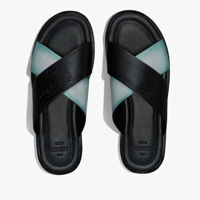 Sifnos Scritto Leather Sandal, BLACK+STONE DENIM, hi-res 3