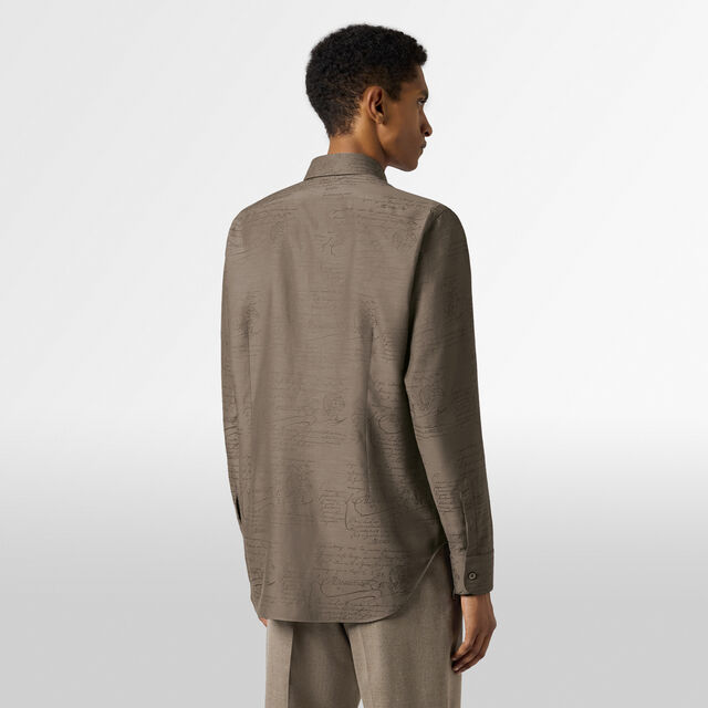 Andy Cotton Silk Scritto Shirt, SEPIA    , hi-res 4
