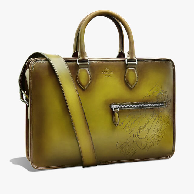 Un Jour Scritto Leather Briefcase, JUNGLE GREEN, hi-res 2