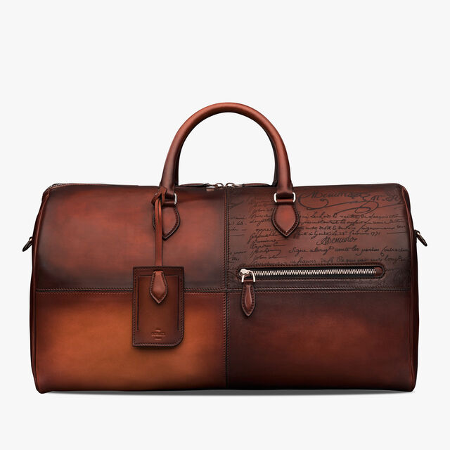 Jour Off MM Scritto Leather Travel Bag, CACAO INTENSO, hi-res 1