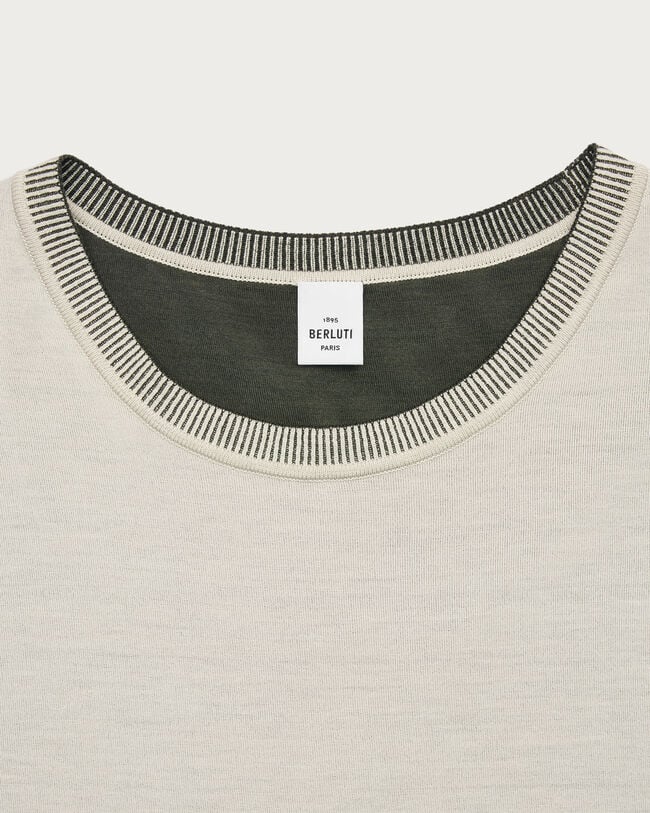 T-Shirt Reversible Bicolore, Ecru & Kaki, hi-res