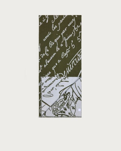 Scritto Pattern Scarf, Olive, hi-res