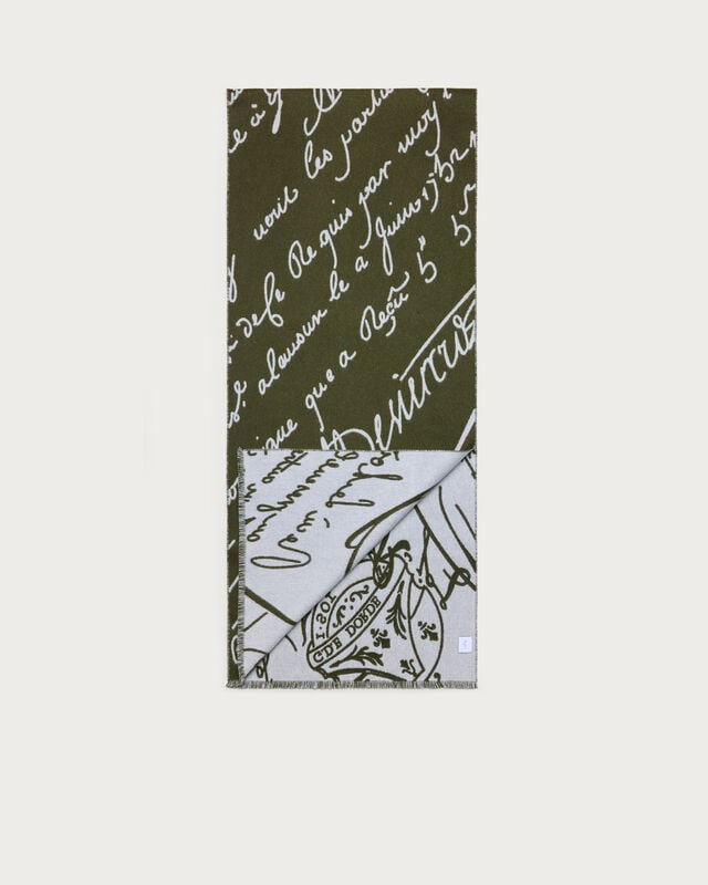 Scritto图纹围巾, Olive, hi-res