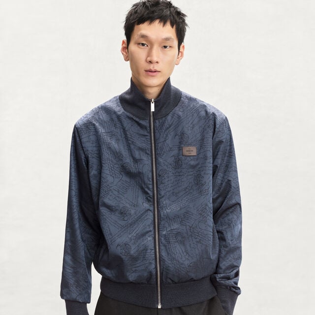 Reversible Wool & Scritto Nylon Blouson, PURPLE CLOUD, hi-res 4
