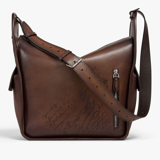 Périple Hobo In Scritto Leather, SOFT BROWN, hi-res 1