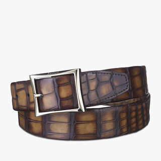 Classic Alligator leather 35mm Belt, TOBACCO BIS, hi-res