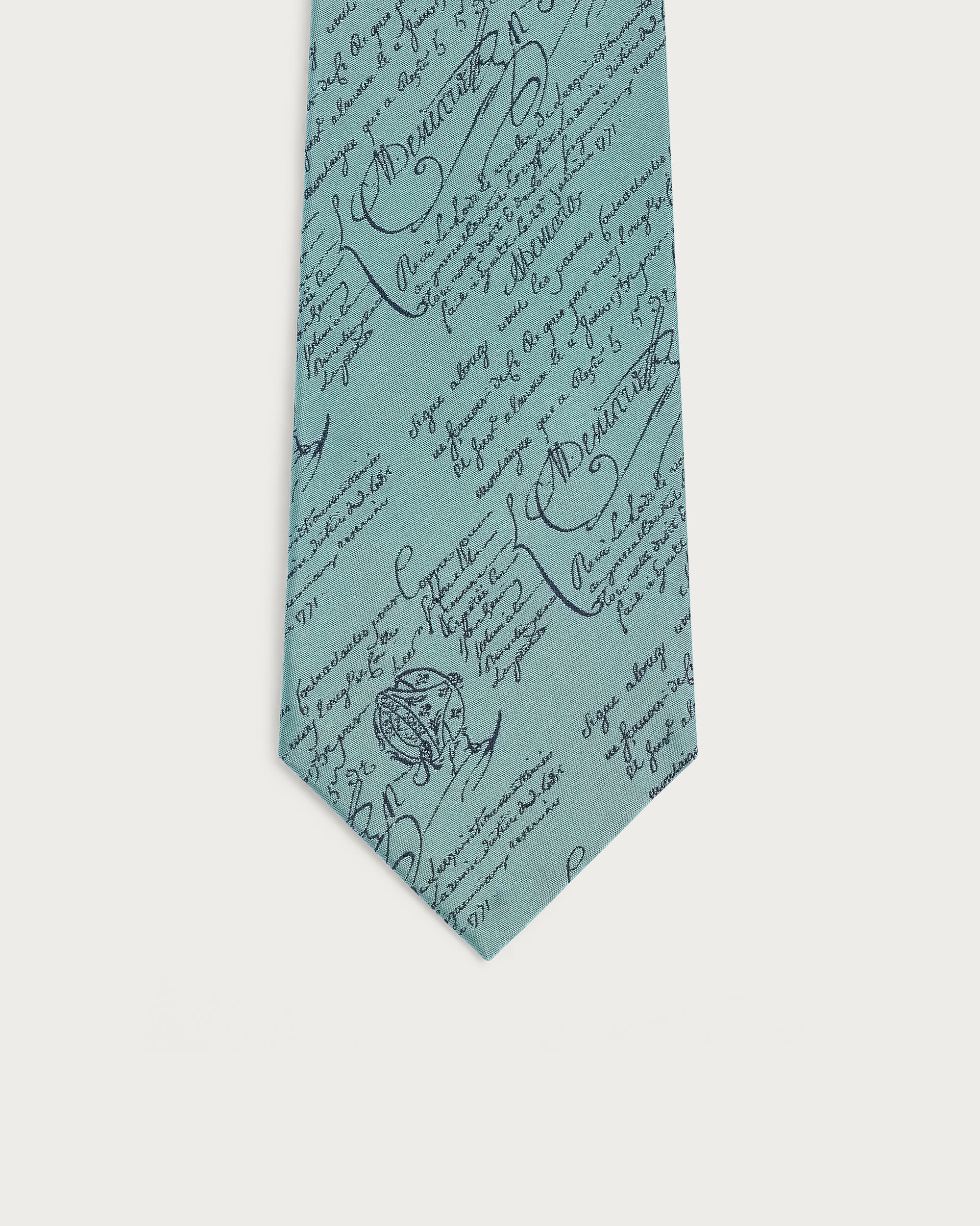 Classic Scritto Pattern Tie, Aquamarine, hi-res