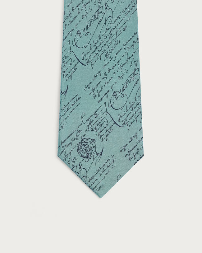 Classic Scritto Pattern Tie, Aquamarine, hi-res
