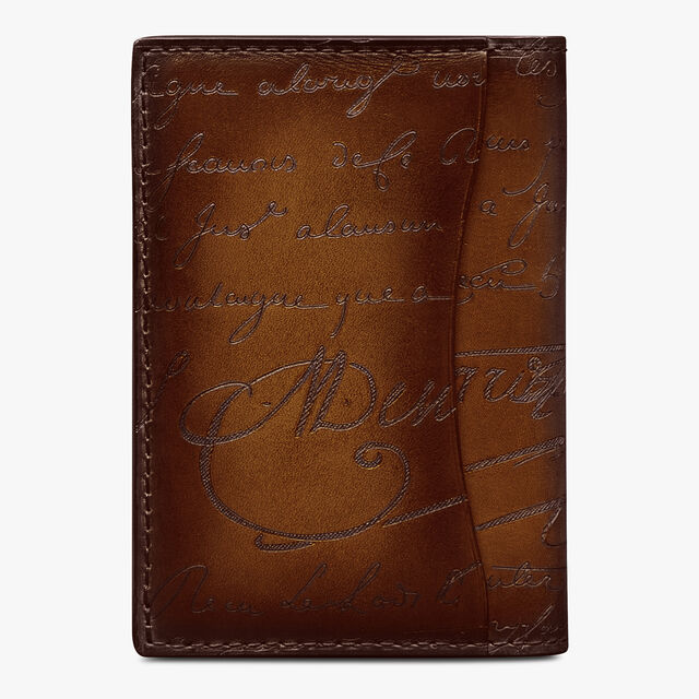 Jagua Scritto Leather Card Holder, CACAO INTENSO, hi-res 2
