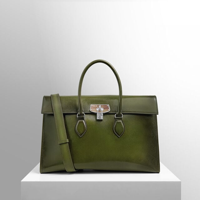 E'mio Horn and Leather Briefcase, NERO CAVIAR, hi-res 9