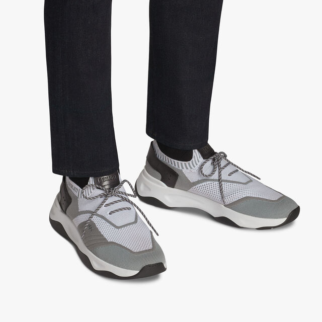 Shadow Knit And Leather Sneaker, WHITE & GREY, hi-res 7