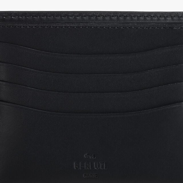 Makore Coin Scritto Leather Wallet, NERO GRIGIO, hi-res 4