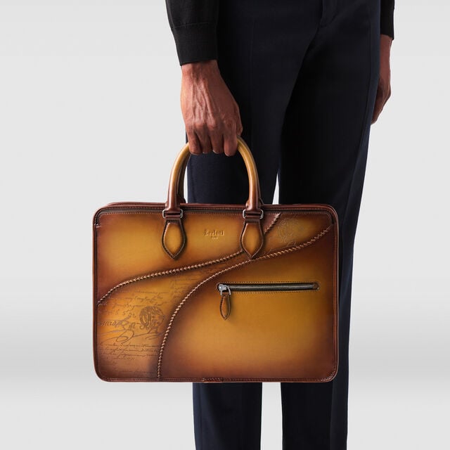 Un Jour Scritto Leather Briefcase, ICE GOLD, hi-res 8