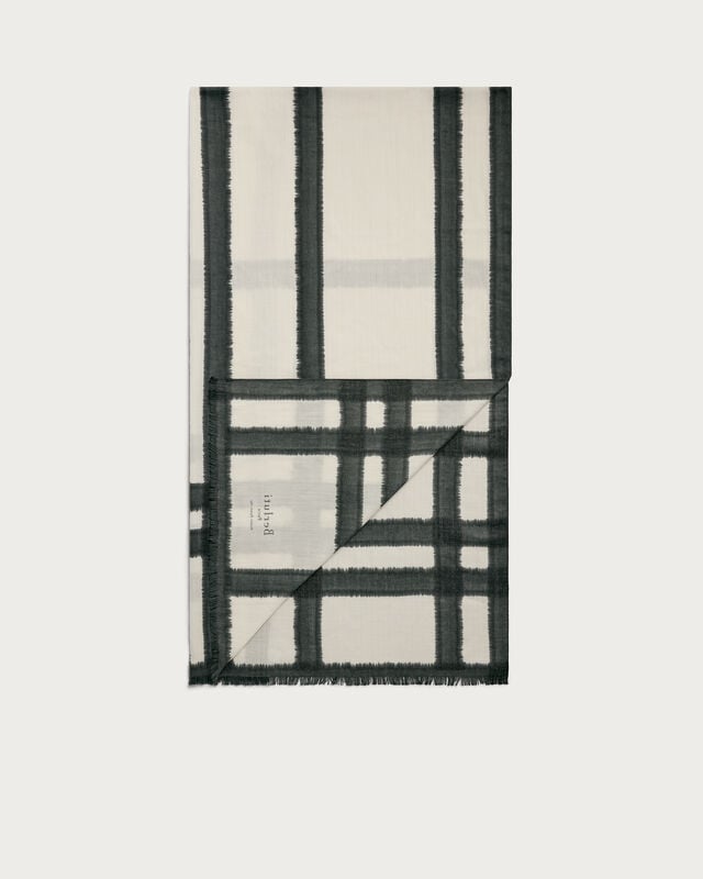 Patina Checks Scarf, Blue Smoke, hi-res