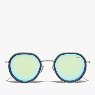 Centaury Metal And Leather Sunglasses, NAVY + AZURE, hi-res