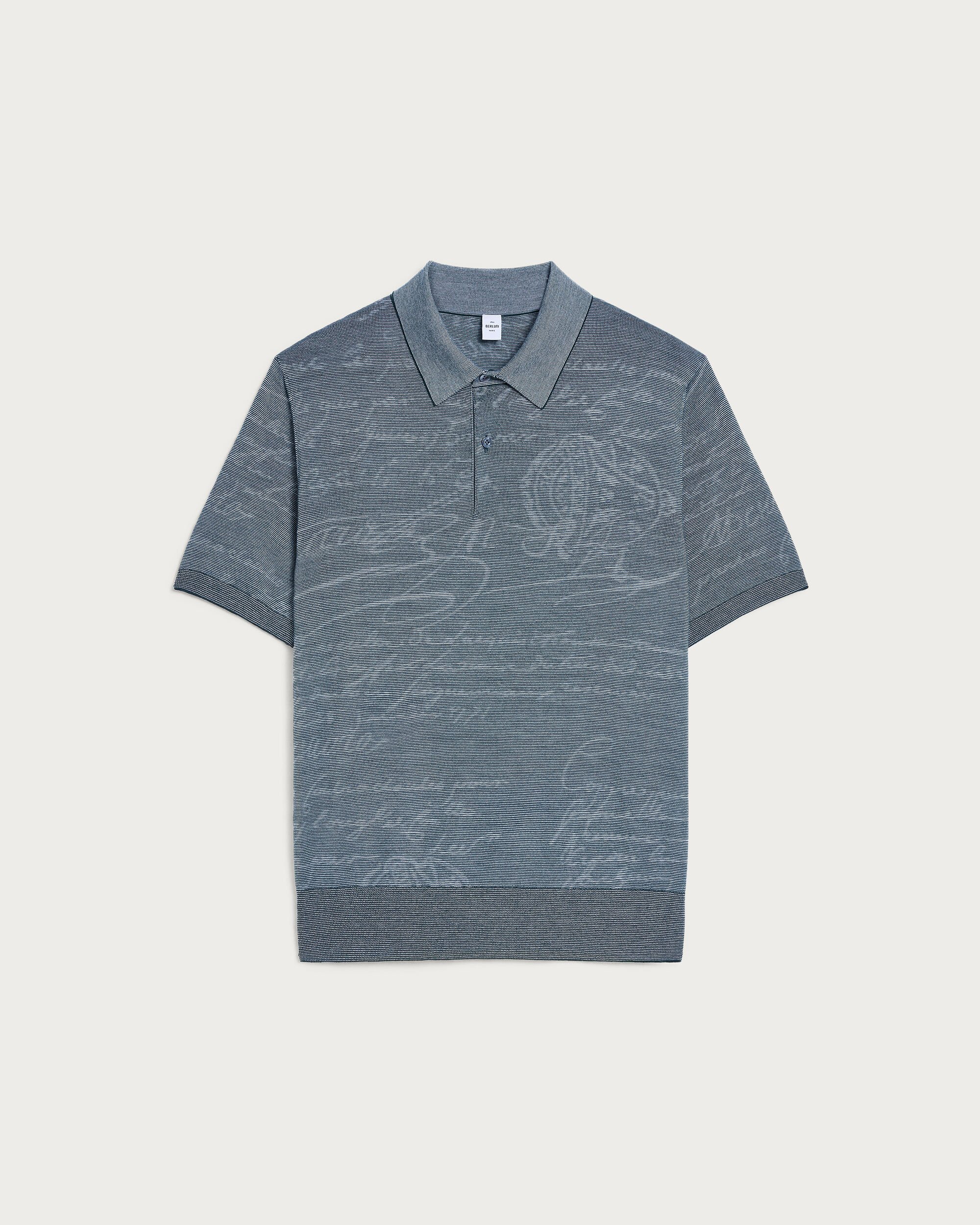 Light Scritto Pattern Polo, Dark Green, hi-res
