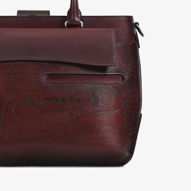 Toujours Xs Pocket Scritto Leather Tote Bag, LEGNO BRUCIATO, hi-res 5