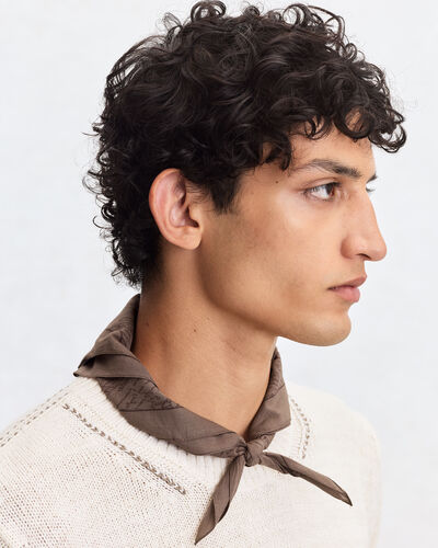 Scritto Pattern Handkerchief, Milky Brown, hi-res