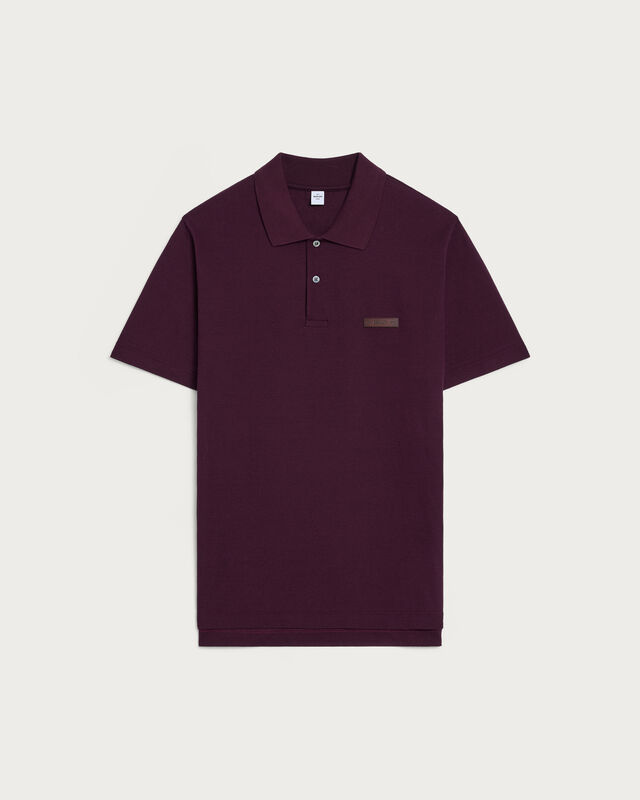 Polo with Leather Detail, Purple Grape, hi-res