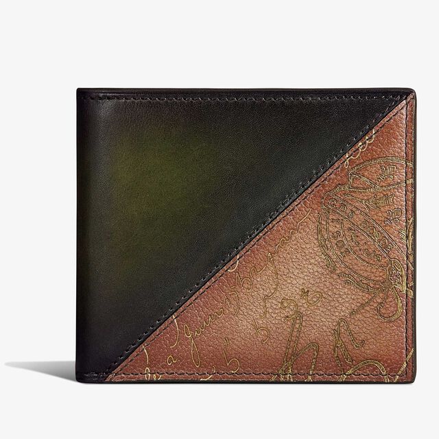 Makore Scritto Leather Compact Wallet, NERO CAVIAR + SAVANA, hi-res 1