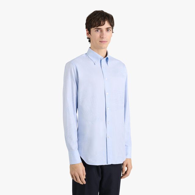 Cotton Scritto Button-Down Collar Shirt, SKY BLUE, hi-res 2