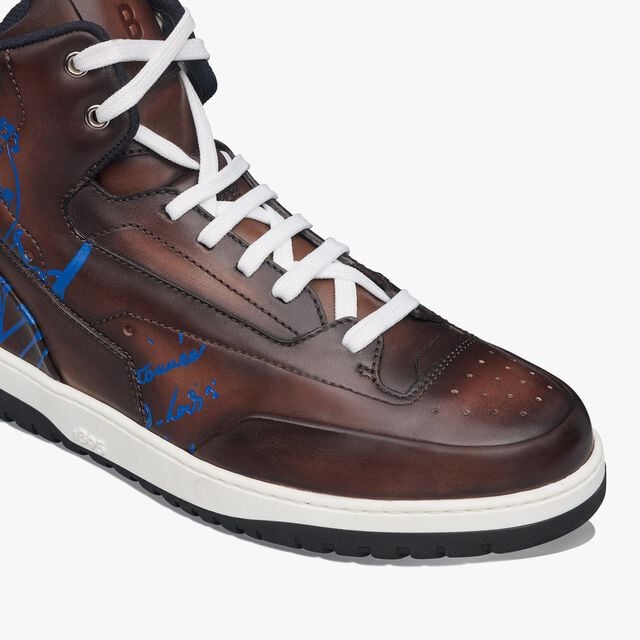 Playoff Scritto Leather Sneaker, MARRONE INTENSO+BLU, hi-res 6