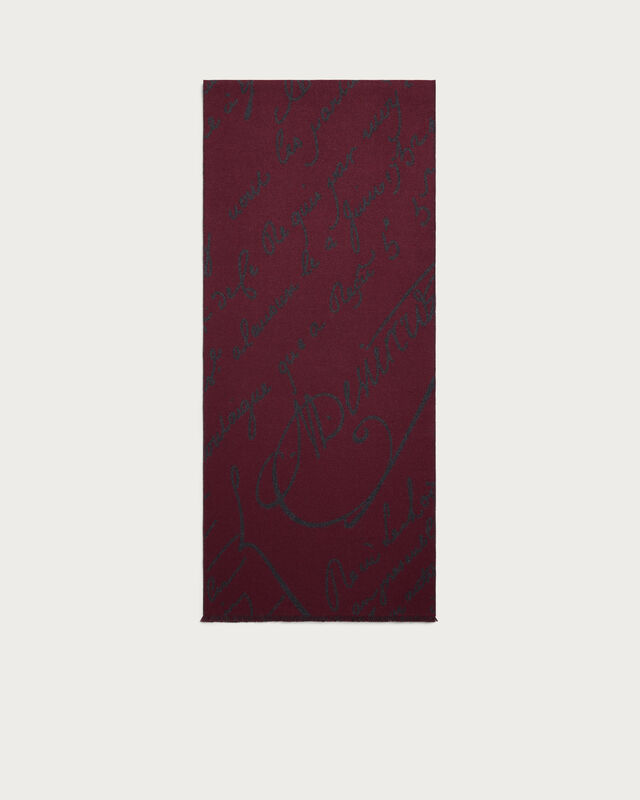 Scritto Pattern Scarf, Nero Bordo, hi-res
