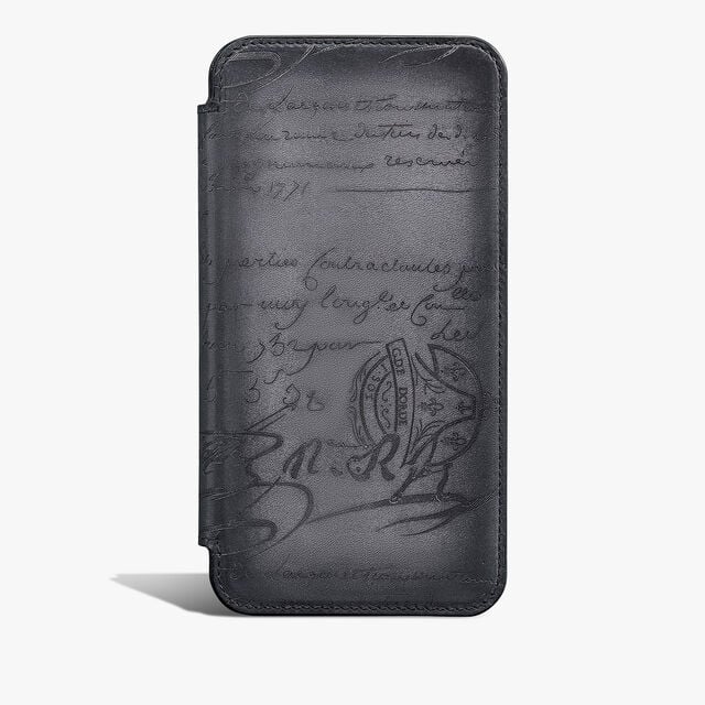 Scritto图纹皮革iphone 16 Pro Max手机壳, LIGHT ALUMINIO, hi-res 1