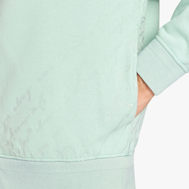 Embroidered Scritto Zip Up Hoodie, SAGE, hi-res 6