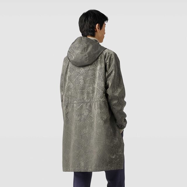 Long Packable Scritto Nylon Parka, SMOKY SILVER, hi-res 3