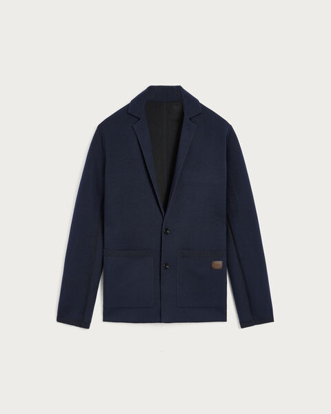 Shadow Jacket with Leather Detail, Navy, hi-res