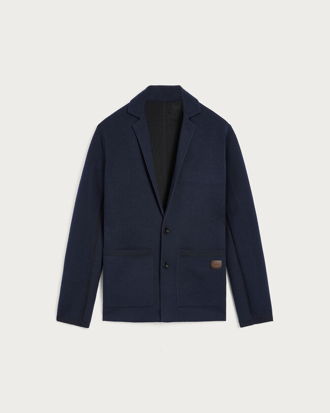 Shadow Jacket with Leather Detail, Navy, hi-res