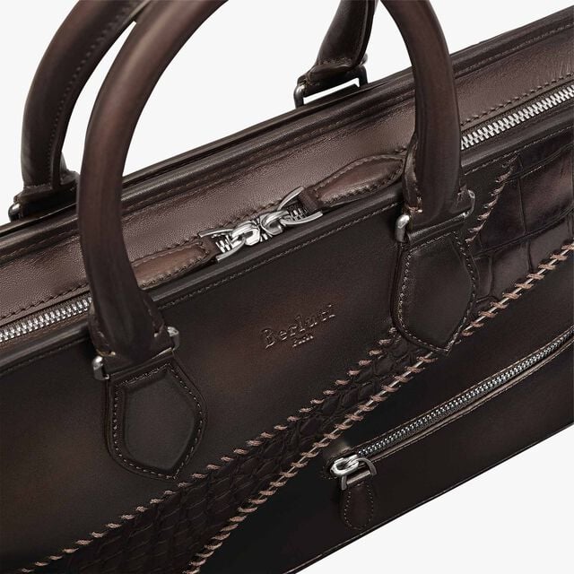Un Jour Mini Calf And Alligator Leather Briefcase, VIGOGNA, hi-res 6
