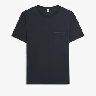 Leather Tab Pocket T-shirt, NOIR, hi-res
