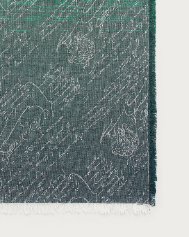 D&eacute;grad&eacute; Scritto Pattern Scarf, Emerald, hi-res