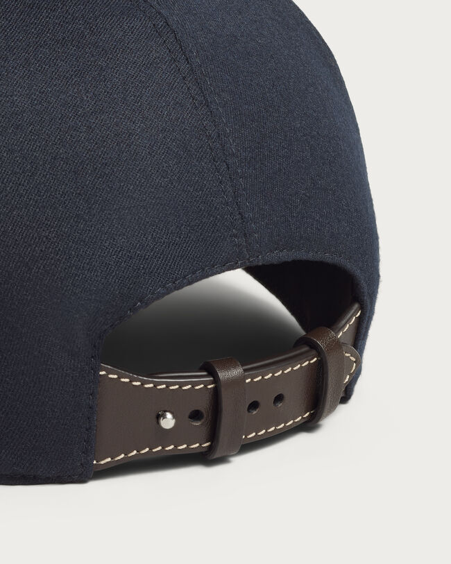 Scritto Cap with Leather Visor, Midnight Blue, hi-res