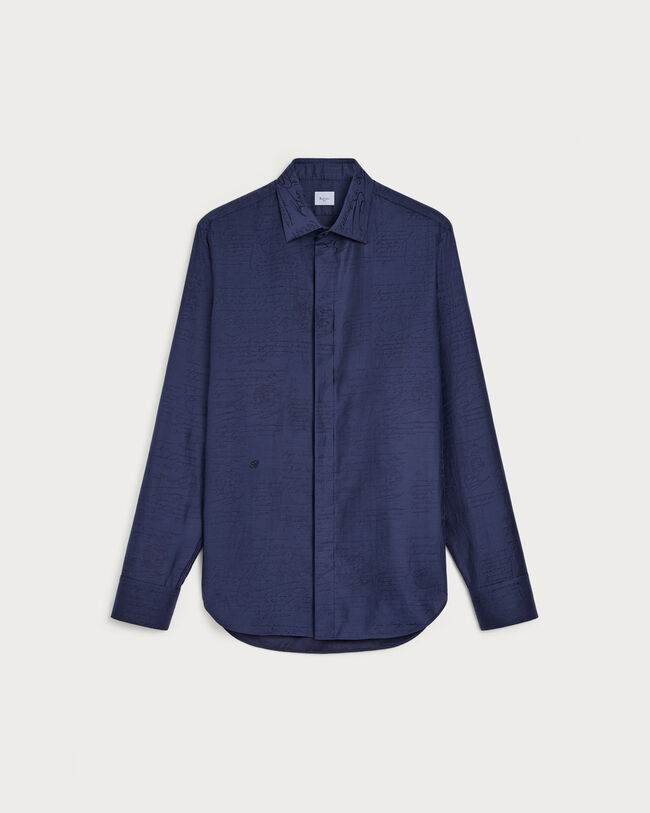 Andy Scritto Pattern Shirt, Blue Indigo, hi-res