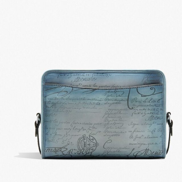 Sac Bandoulière Journalier En Cuir Scritto, STONE DENIM, hi-res 3