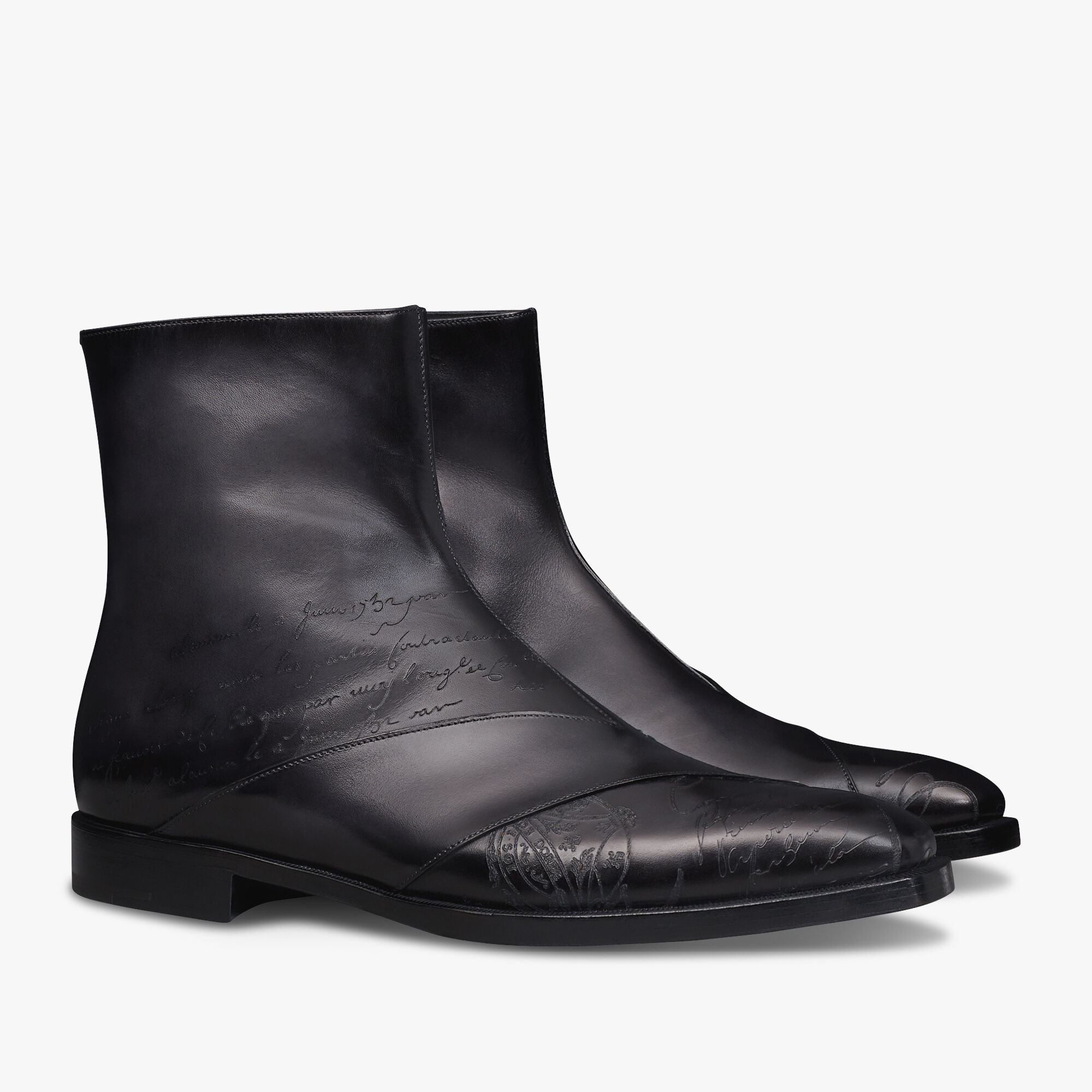 Patchwork Demesure Scritto Leather Boot, NERO GRIGIO, hi-res 2