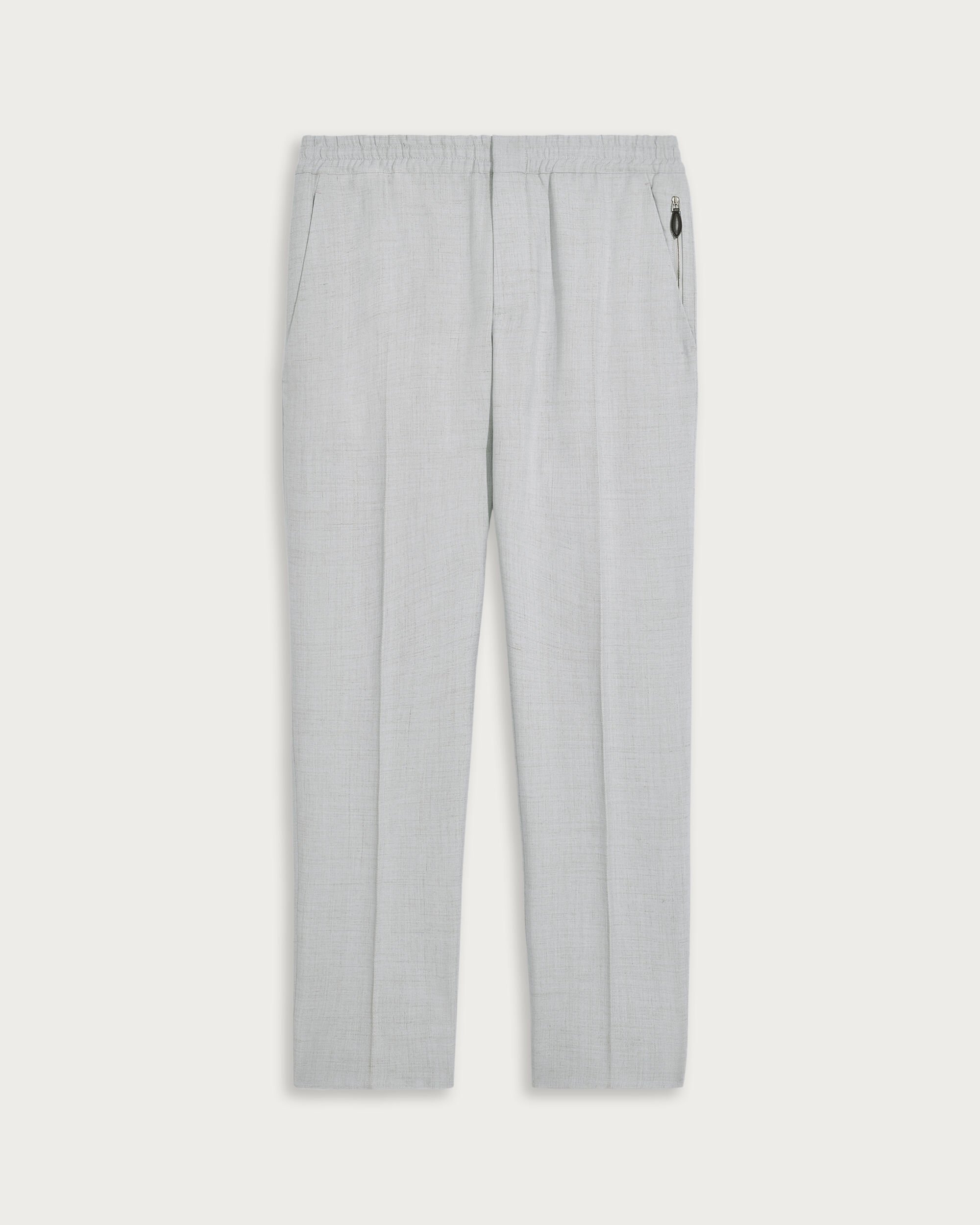 Drawstring Trousers with Leather Zip-puller, Spring Blue, hi-res