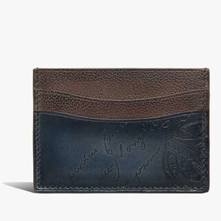 Bambou Scritto Leather Card Holder, SOFT BROWN + MIDNIGHT BLUE, hi-res
