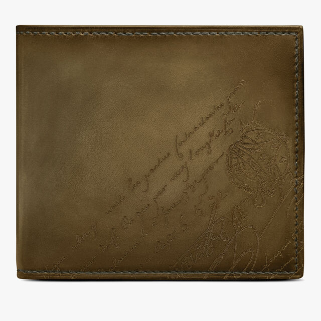 Makore Scritto Leather Wallet, OLIVE, hi-res 1