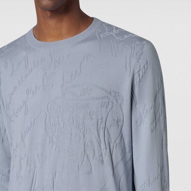 Diagonal Scritto Crewneck, TITANIUM BLUE, hi-res 5