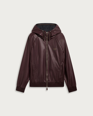 ウルトラライト フライ レザー フード ブルゾン, Burgundy, hi-res