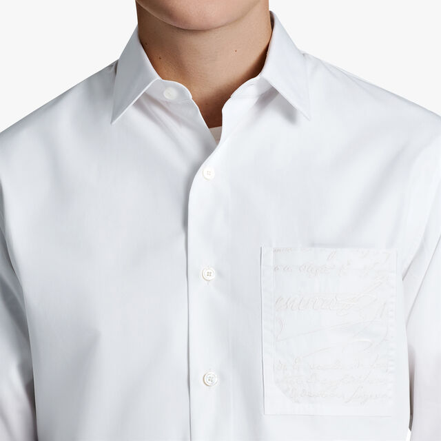 Poplin Shirt With Embroidered Scritto Pocket, BLANC OPTIQUE, hi-res 5