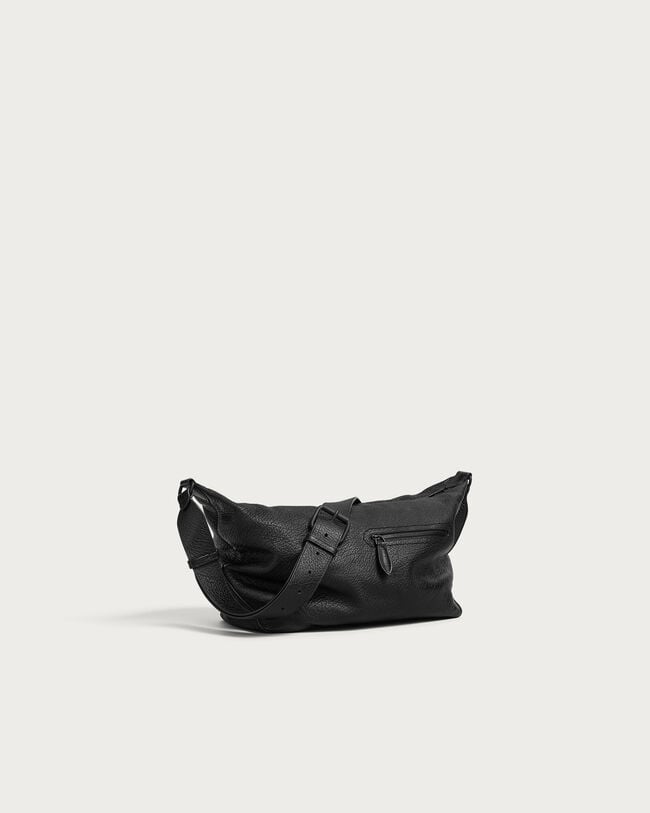 Toujours Soft Zipped Hobo Messenger, Deep Black, hi-res