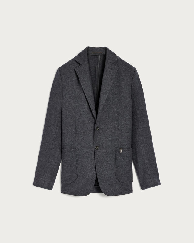 Jersey Jacket with Leather Details, Dark Grey Melange, hi-res