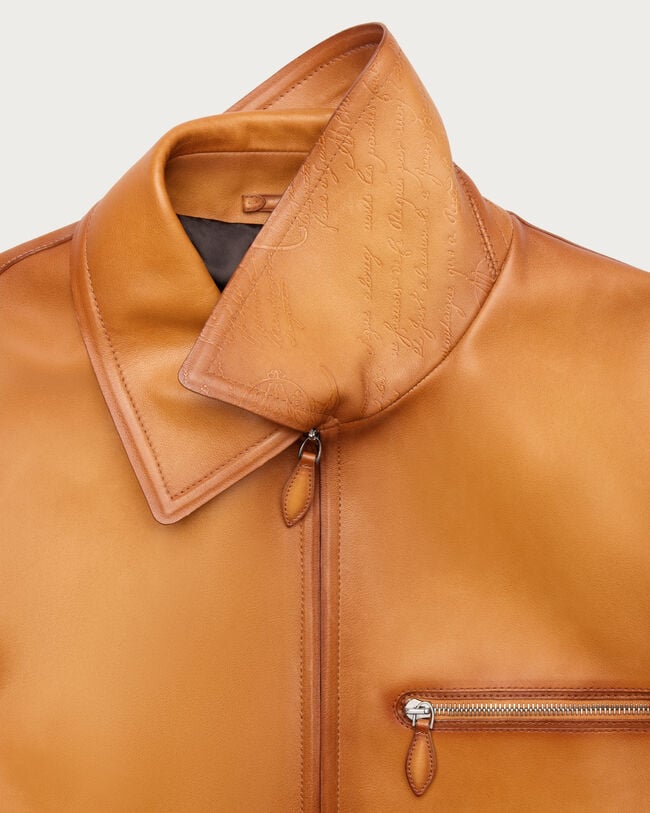 Blouson Un Jour en Cuir Patin&eacute;, Aquarelle Mustard, hi-res