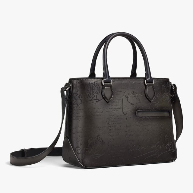Cabas Toujours Xs En Cuir Scritto, NERO GRIGIO, hi-res 5